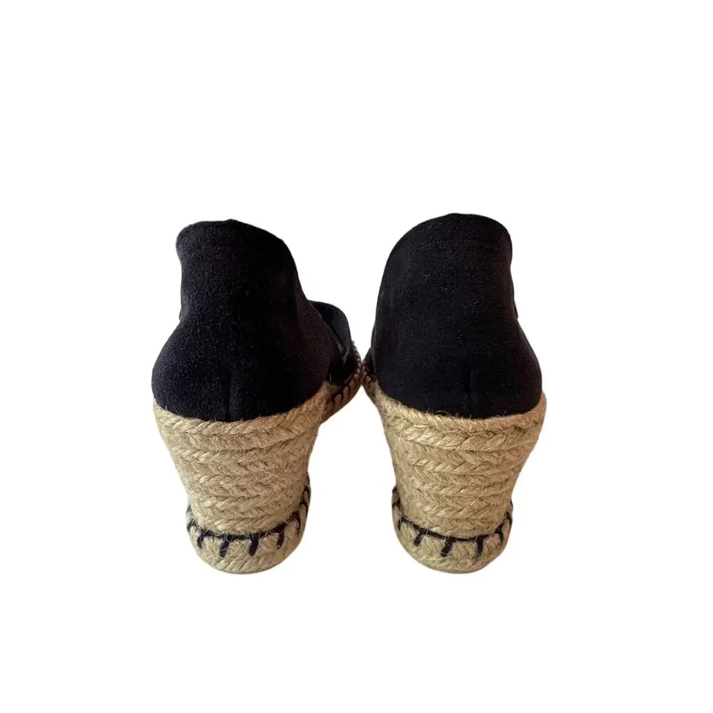 Verbena Mamen Suede Wedge Espadrilles - Women's Size 38 / US 7.5 Black